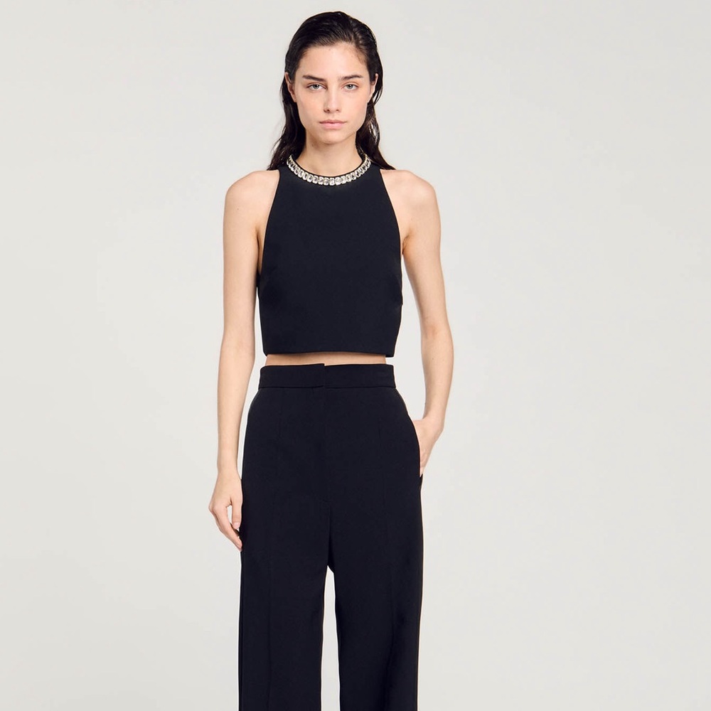 Sandro Rhinestone Crop Tank - Picture 4 of 5